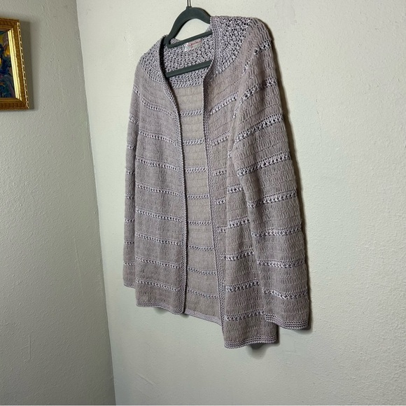 Snow Lotus Gray Knit Cardigan with Open-Front Design Medium - Picture 2 of 8